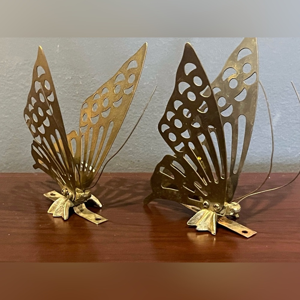 2 Brass Wall hanging Butterfly Wall Decor